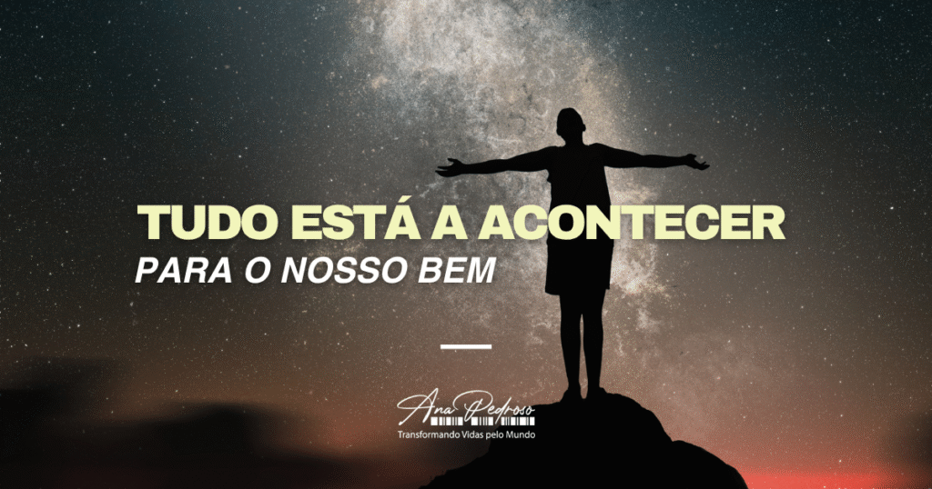 Pessoa de braços abertos sob o céu estrelado, simbolizando confiança no processo da vida